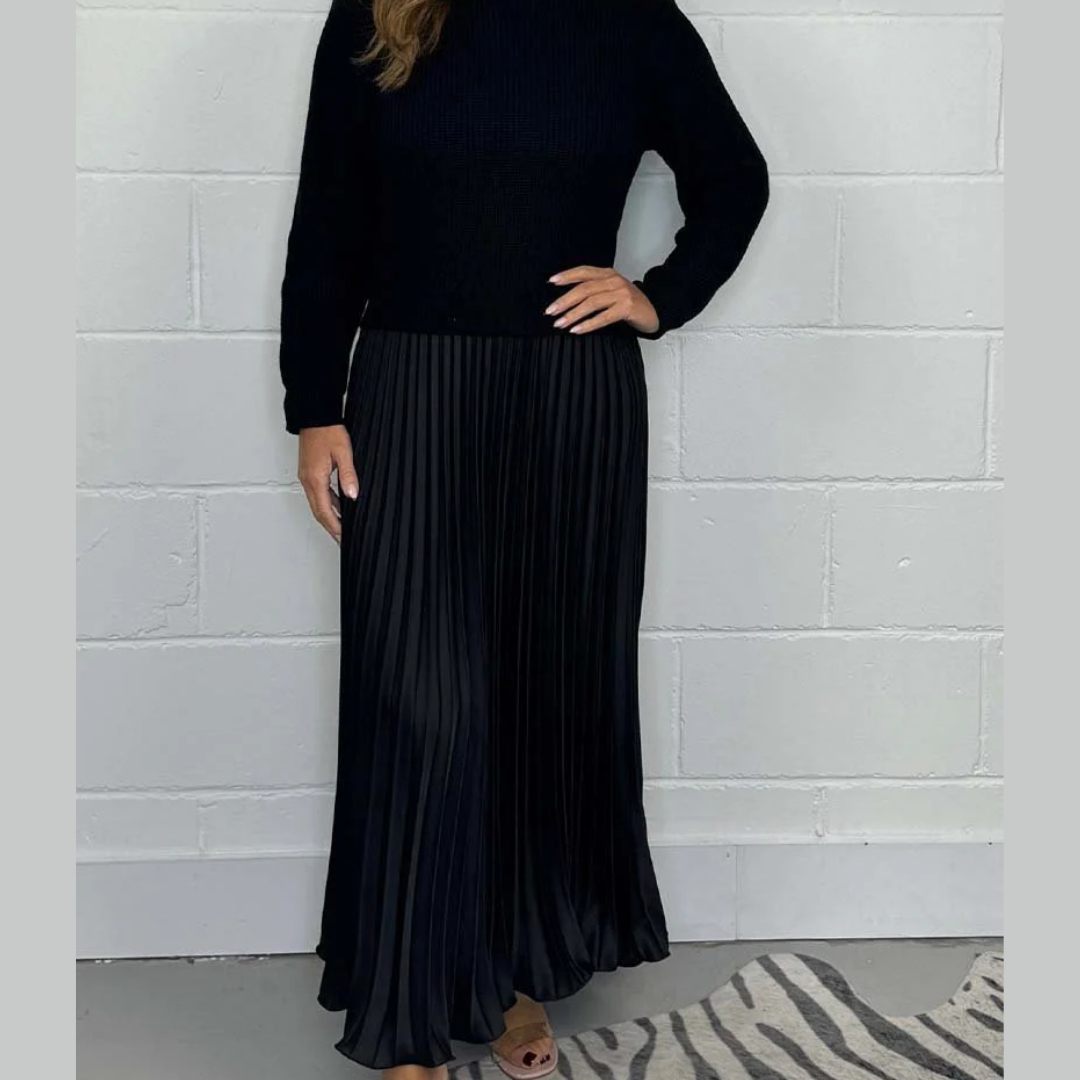 Ensemble Pull Maille Et Jupe Plissée Kathleen Pour Automne Et Hiver Élégant Et Confortable