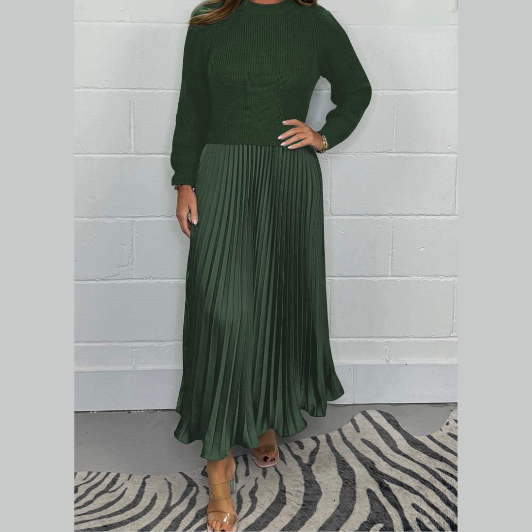 Ensemble Pull Maille Et Jupe Plissée Kathleen Pour Automne Et Hiver Élégant Et Confortable