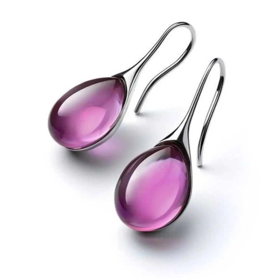 Denise Boucles D'Oreilles Goutte Plaqué Or Ambre Résine Centre Léger Et Intemporel
