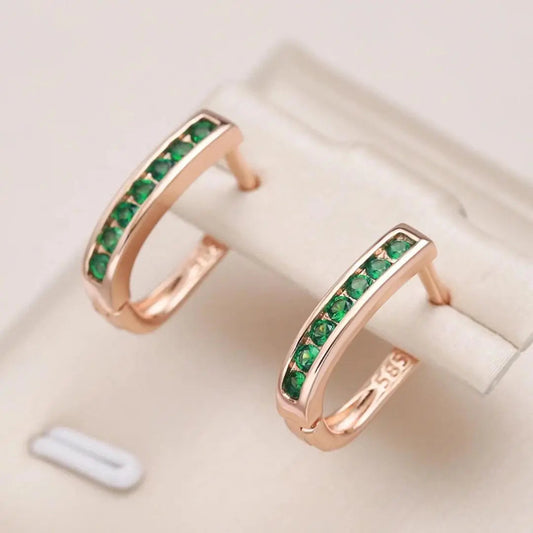 Kelly - Emerald Hoop Earrings - Amawinc