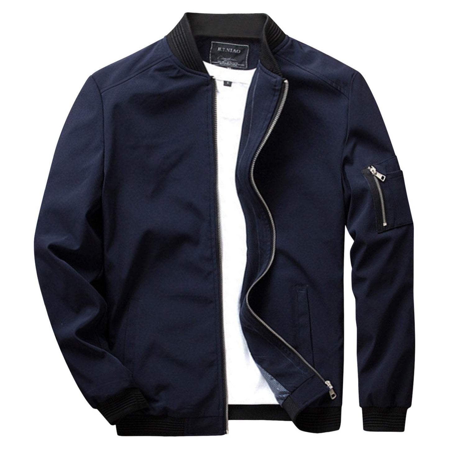 Veste Bomber Robert Amawinc Vert Olive Léger Mélange Polyester Coton Pour Homme Confortable
