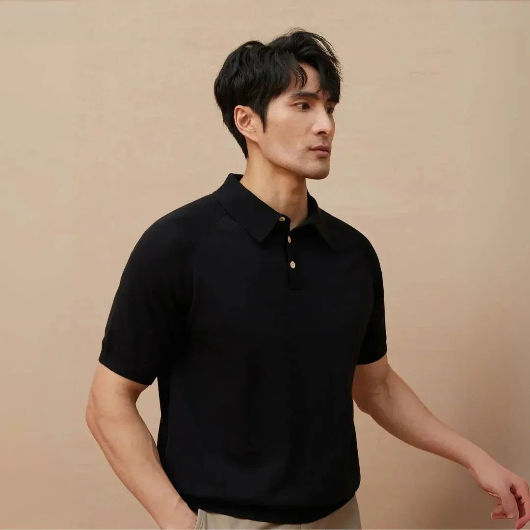 Polo En Maille Classique Avec Boutons Pour Homme Respirant En Mélange Polyester Manches Courtes Décontracté Chic
