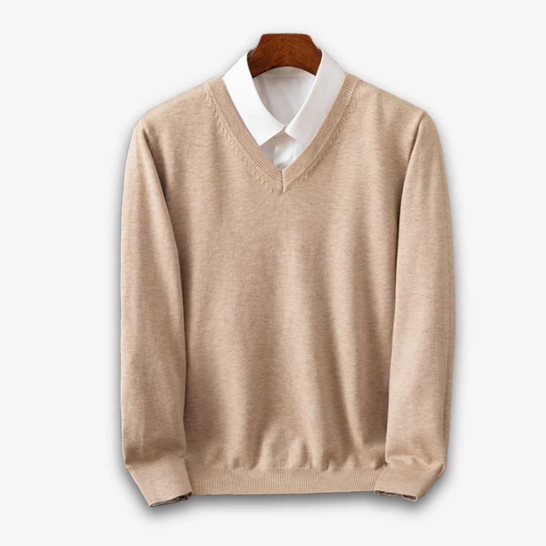 Amawinc Pull Homme Col V Slim Fit En Maille Douce Avec Bords Côtes Pour Style Polyvalent