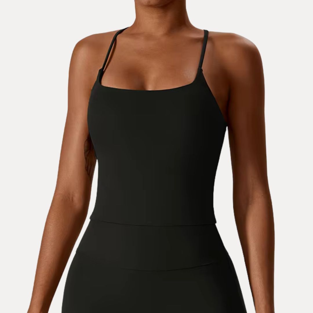 Tank Camilla Slim Fit Dos Croisé Bretelles Fines pour Yoga et Sport Respirant Confortable