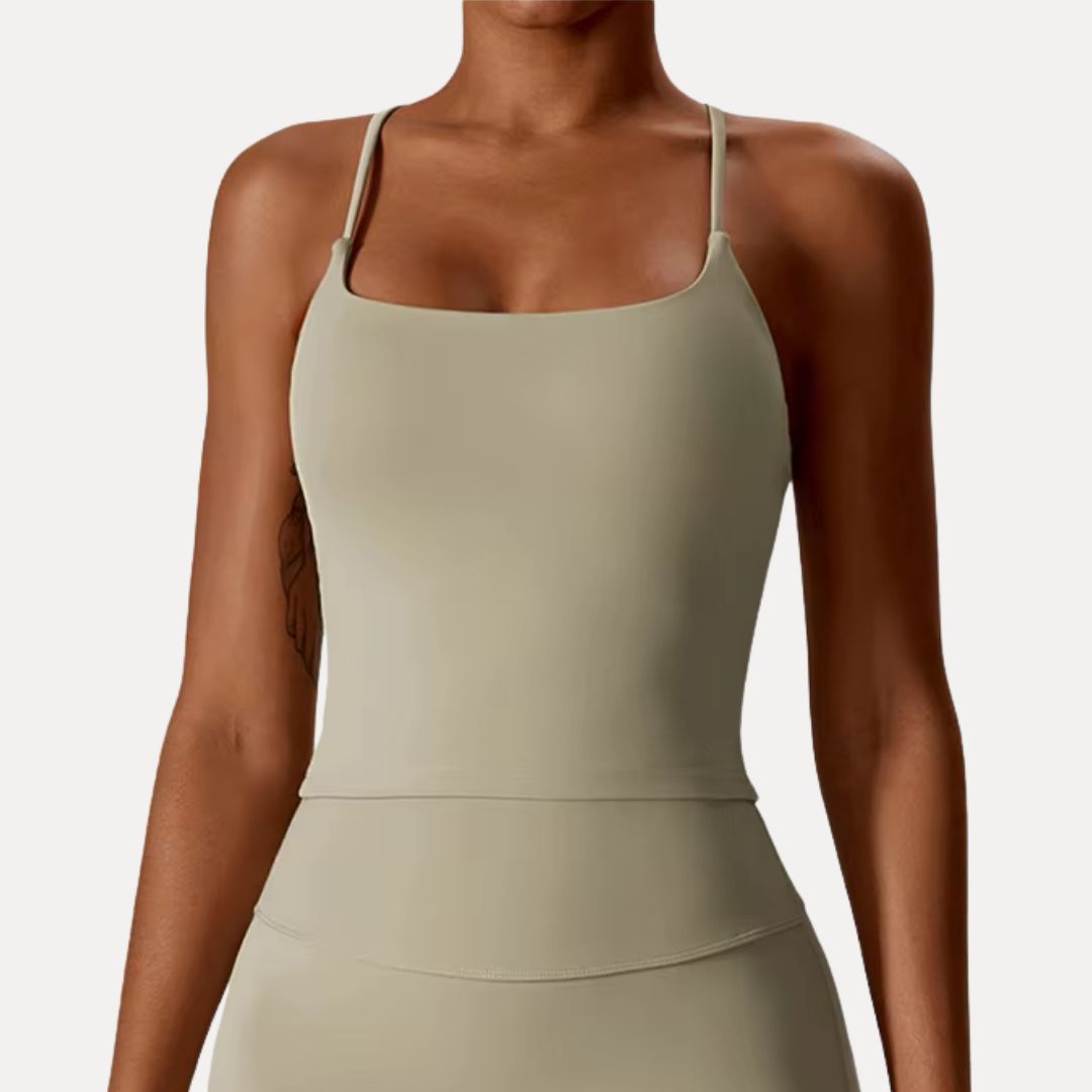 Tank Camilla Slim Fit Dos Croisé Bretelles Fines pour Yoga et Sport Respirant Confortable