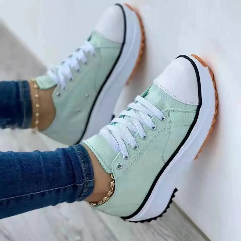 Baskets Plateforme Pour Femmes Confort Et Style Décontracté En Toile Pour Tous Les Jours