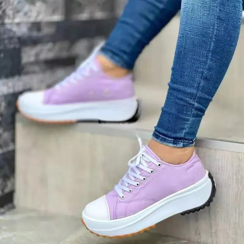 Baskets Plateforme Pour Femmes Confort Et Style Décontracté En Toile Pour Tous Les Jours