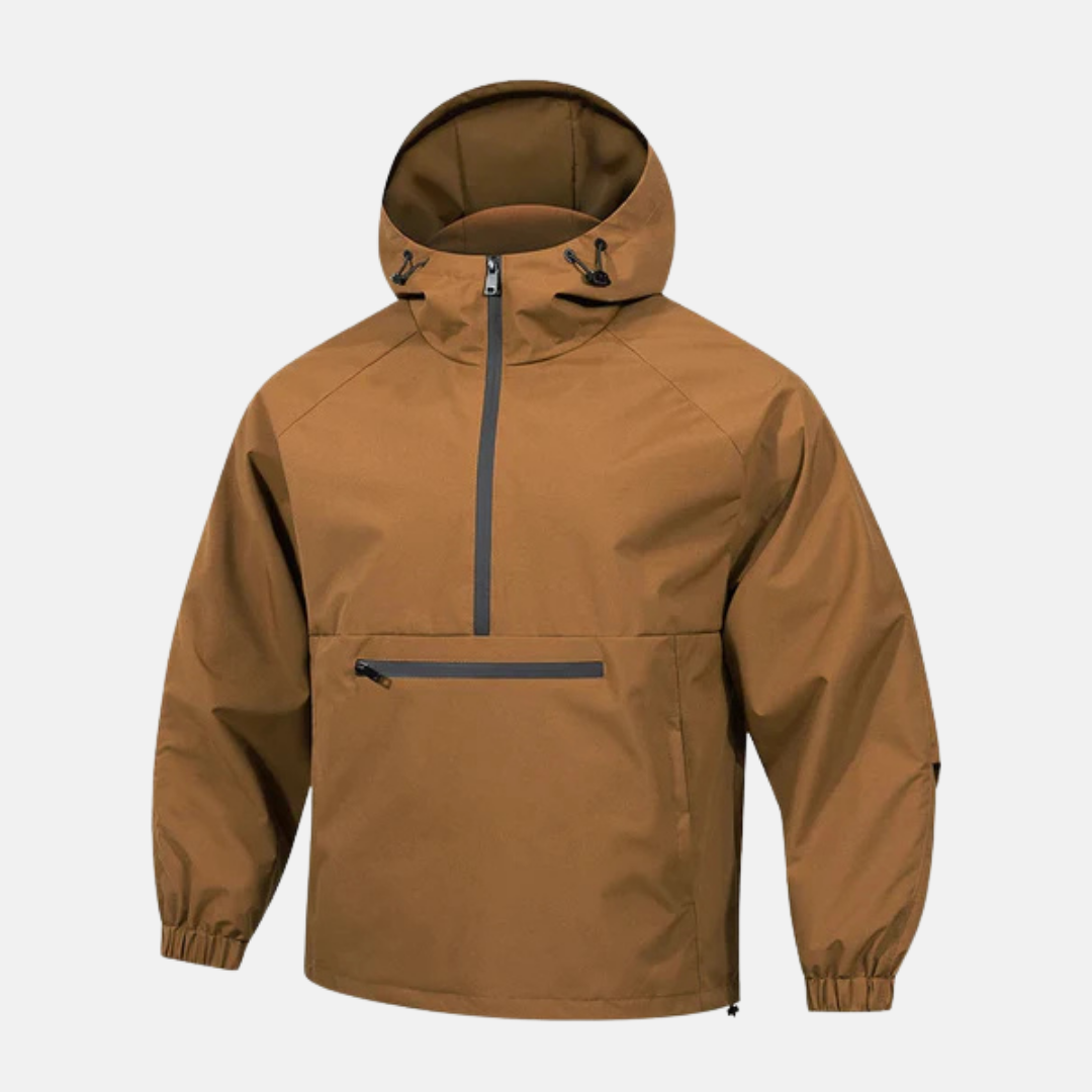 Veste Anorak Homme en Mélange Polyester Capuche Mi Longue Coupe Décontractée pour Automne