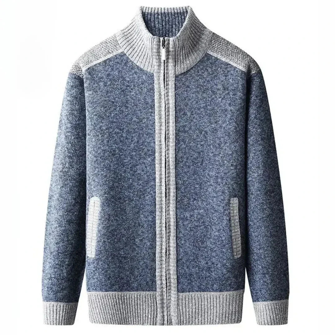 Cardigan Zippé Classique En Maille Carl Avec Col Haut Et Poches Fonctionnelles Pour Look Décontracté