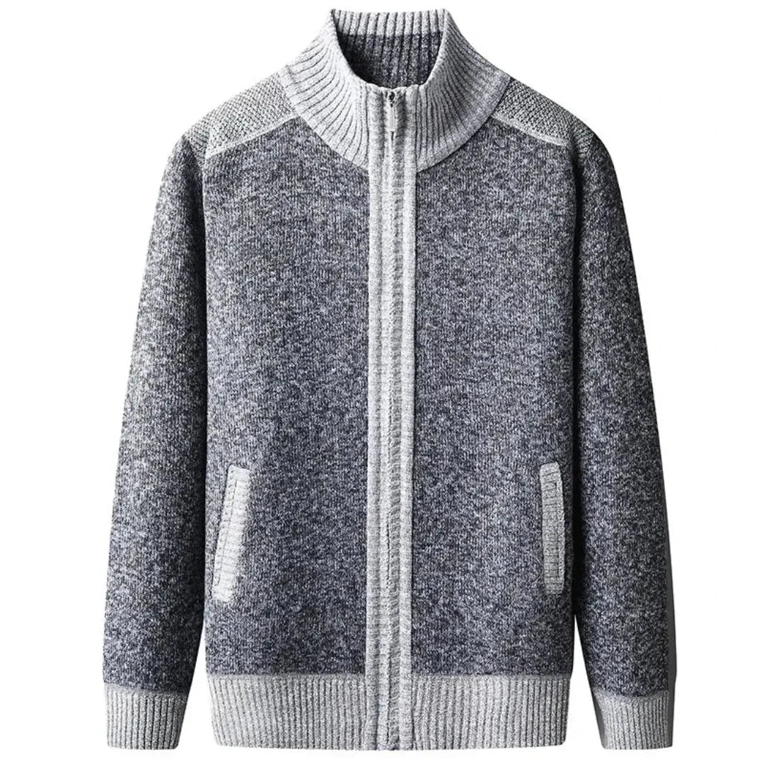 Cardigan Zippé Classique En Maille Carl Avec Col Haut Et Poches Fonctionnelles Pour Look Décontracté