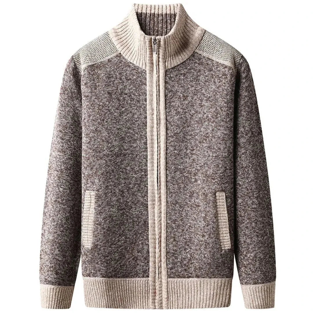 Cardigan Zippé Classique En Maille Carl Avec Col Haut Et Poches Fonctionnelles Pour Look Décontracté