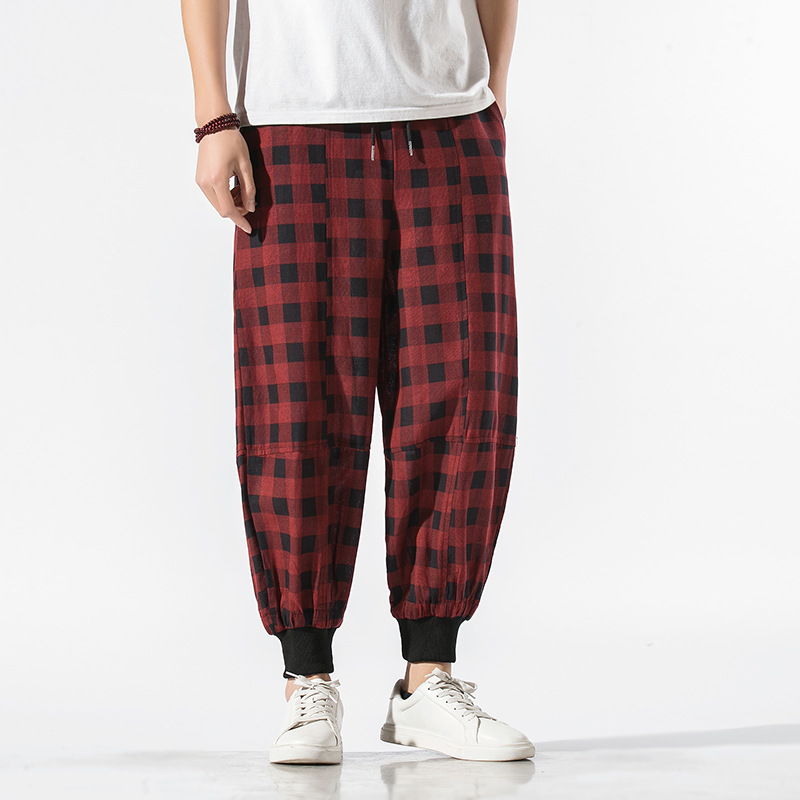 Pantalon Jogger Carter À Carreaux En Flanelle De Coton Doux Avec Coupe Tapered Et Poignets Côtelés Pour Style Vintage