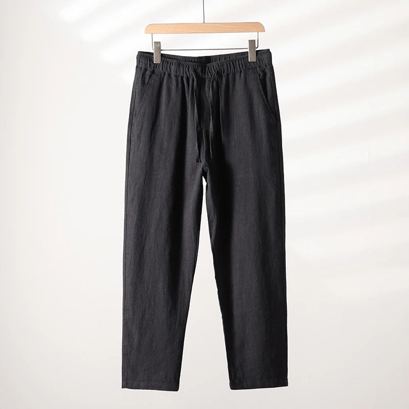 Pantalon Casa en Lin et Coton Confort Tout au Long de la Journée Jambe FUselée Taille Élastique Cordon Réglable