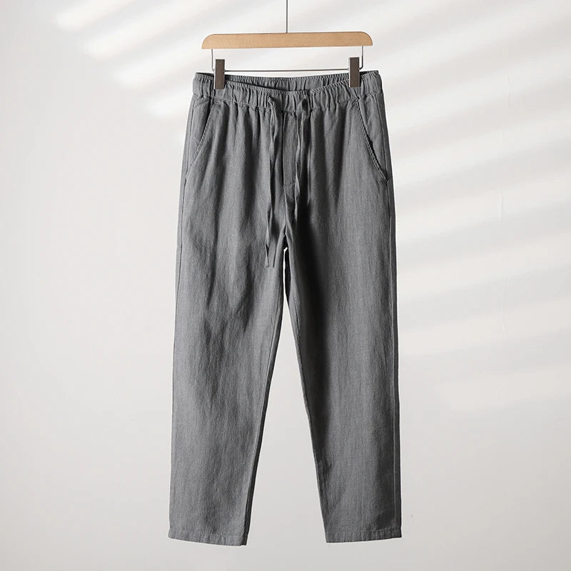 Pantalon Casa en Lin et Coton Confort Tout au Long de la Journée Jambe FUselée Taille Élastique Cordon Réglable