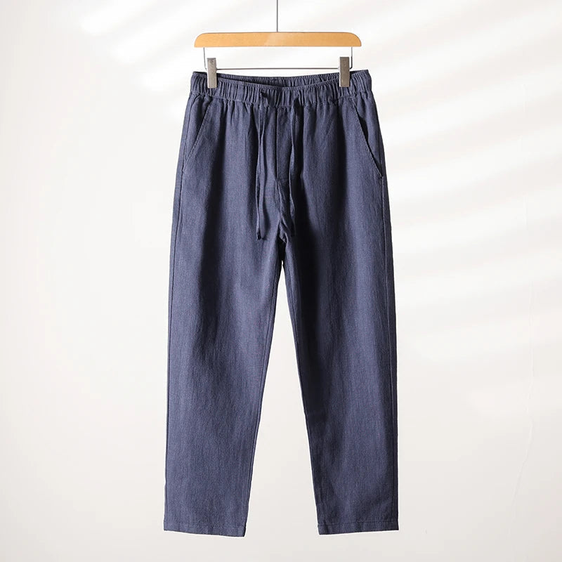 Pantalon Casa en Lin et Coton Confort Tout au Long de la Journée Jambe FUselée Taille Élastique Cordon Réglable