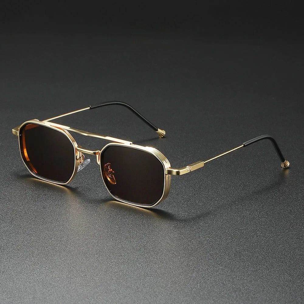 Castro Lunettes de Soleil Géométriques Rétro Octogonales Cadre Métal Poli Verres Dégradés UV400