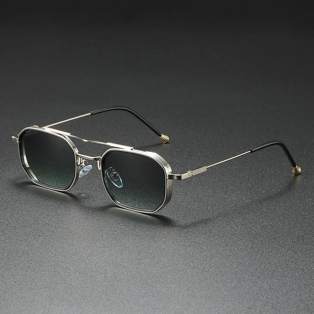 Castro Lunettes de Soleil Géométriques Rétro Octogonales Cadre Métal Poli Verres Dégradés UV400