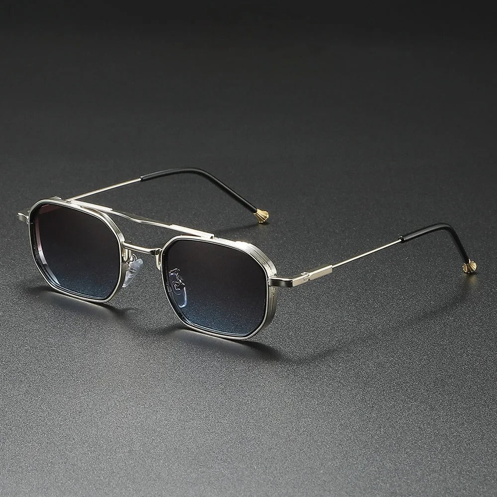 Castro Lunettes de Soleil Géométriques Rétro Octogonales Cadre Métal Poli Verres Dégradés UV400