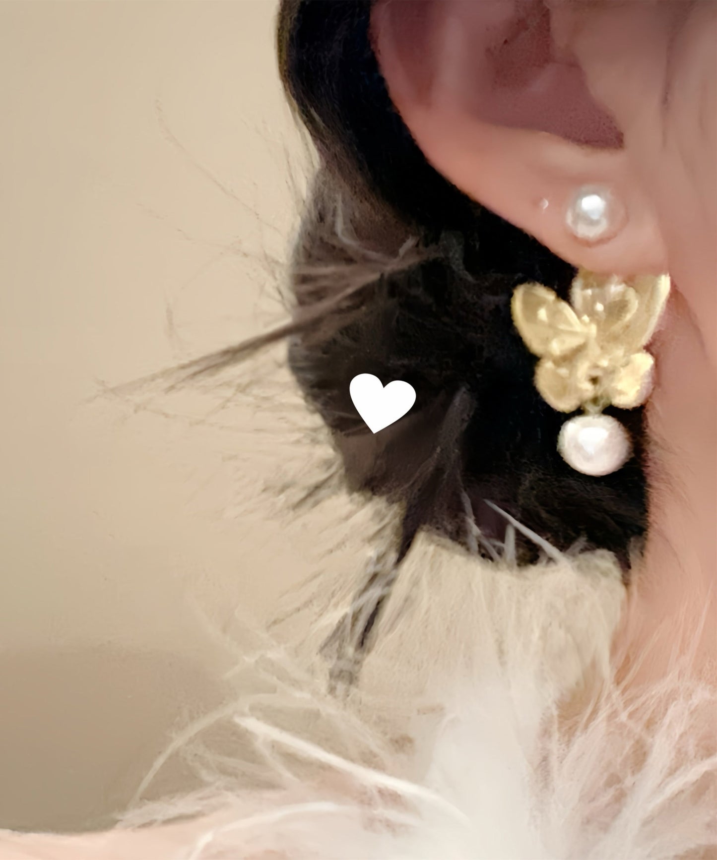 Boucles d'oreilles pendantes décontractées en alliage de cuivre doré avec perles et papillon - Amawinc