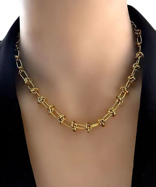 Collier Lariat décontracté en chaîne en alliage d'acier inoxydable doré - Amawinc