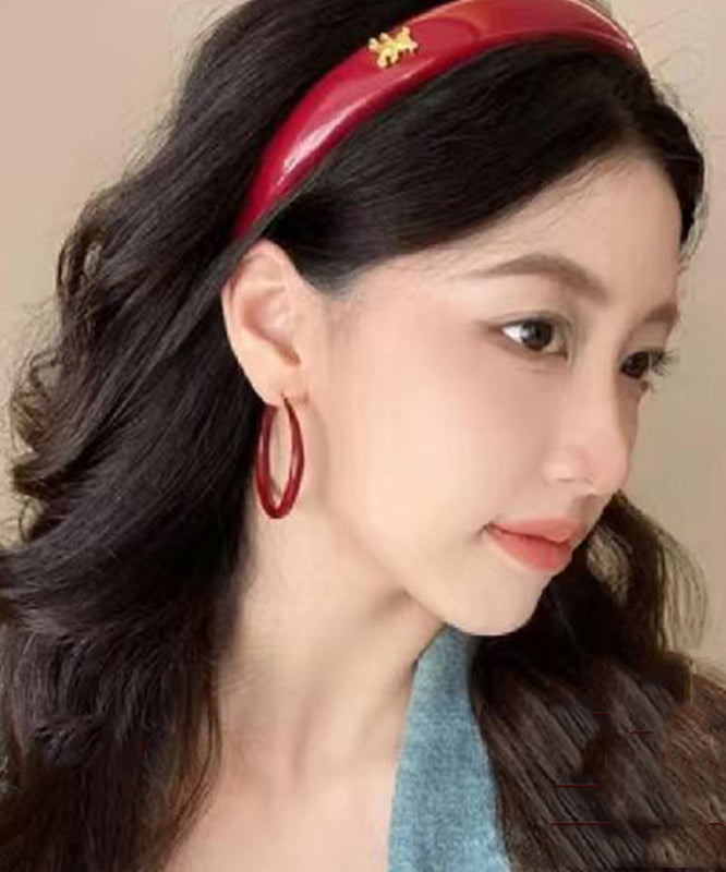 Boucles d'oreilles créoles décontractées en argent sterling rouge - Amawinc