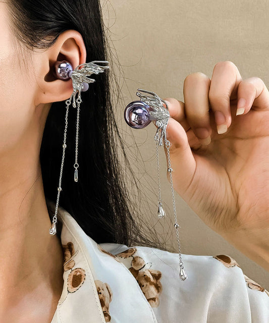 Boucles d'oreilles pendantes papillon à pompon en soie et cuivre, style décontracté - Amawinc
