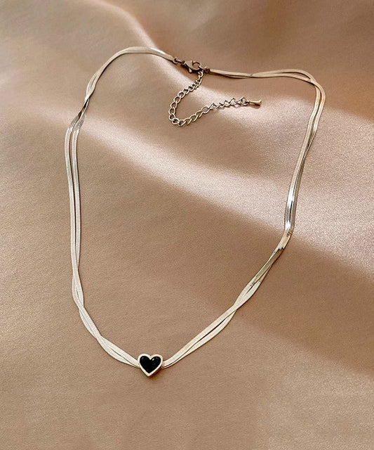 Collier pendentif double couche en argent sterling et soie décontractée - Amawinc