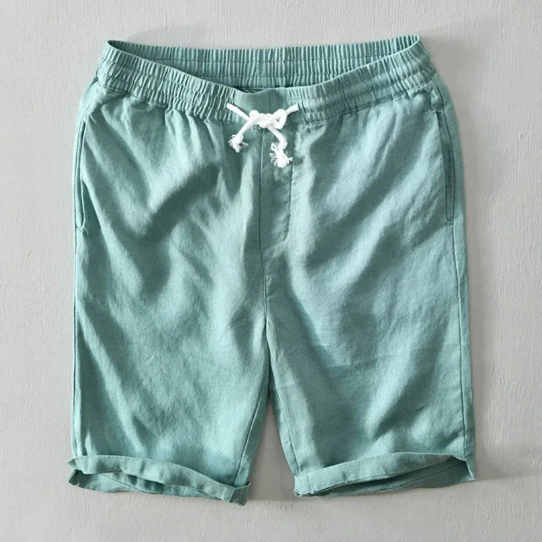 Shorts En Lin Coton Mélangé Avec Cordon Charlie Amawinc Pour Été Confort Plage Décontracté Mi Taille