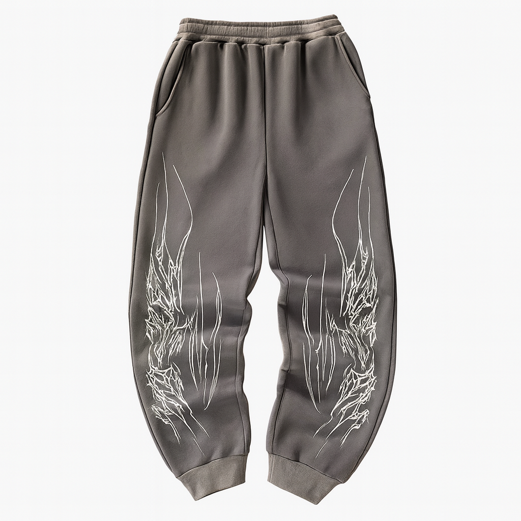 Sweats Décontractés Avec Graphismes Rasoir Fil Sur Les Jambes Noir Confort Quotidien En Coton