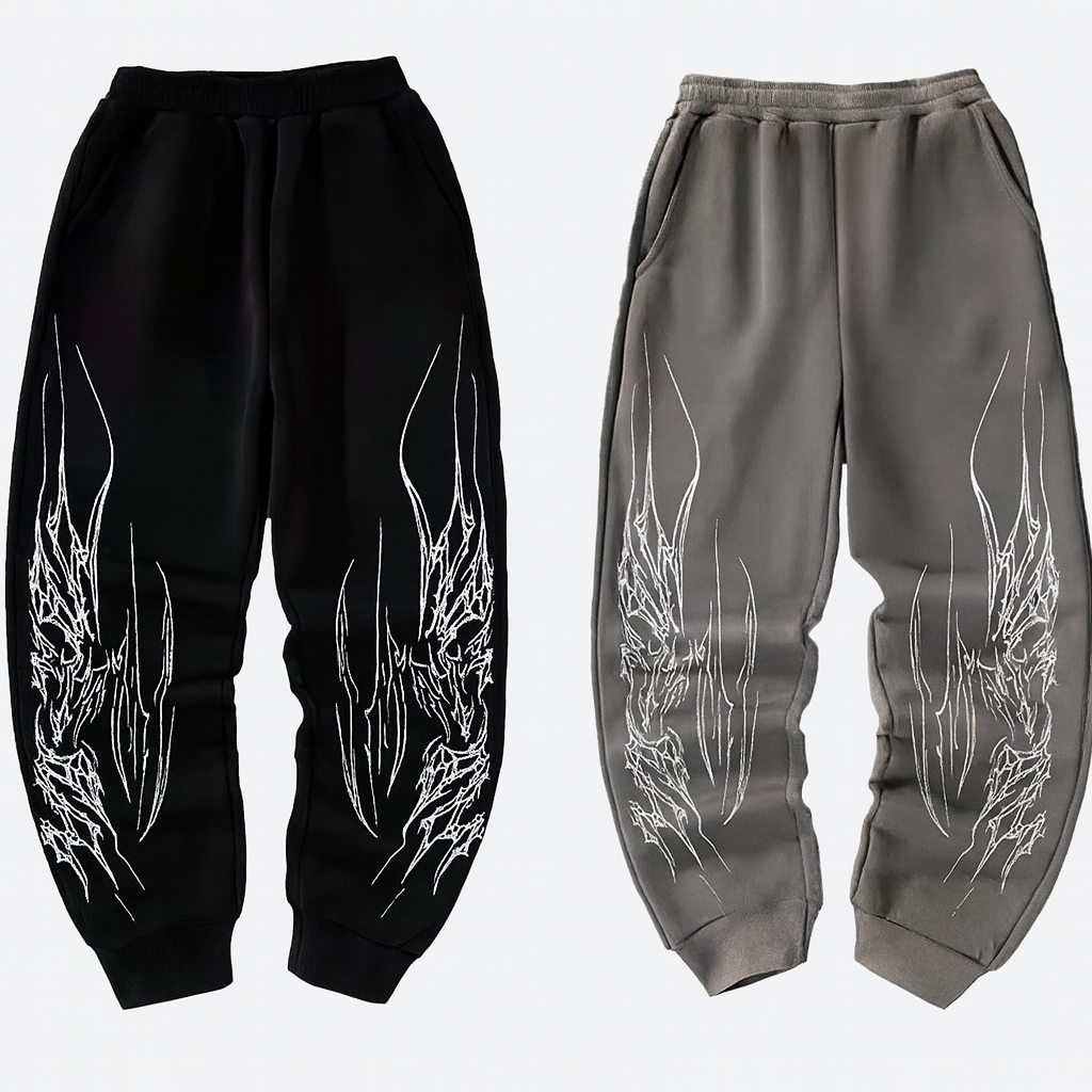 Sweats Décontractés Avec Graphismes Rasoir Fil Sur Les Jambes Noir Confort Quotidien En Coton