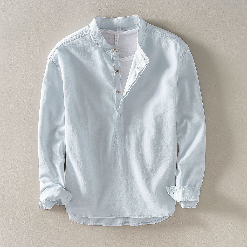 Chemise Décontractée Kairo Sans Col Minimaliste Inspirée Du Japon Pour Été Léger Et Confortable