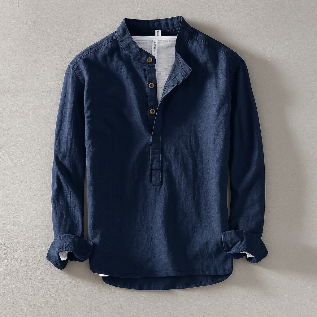 Chemise Décontractée Kairo Sans Col Minimaliste Inspirée Du Japon Pour Été Léger Et Confortable