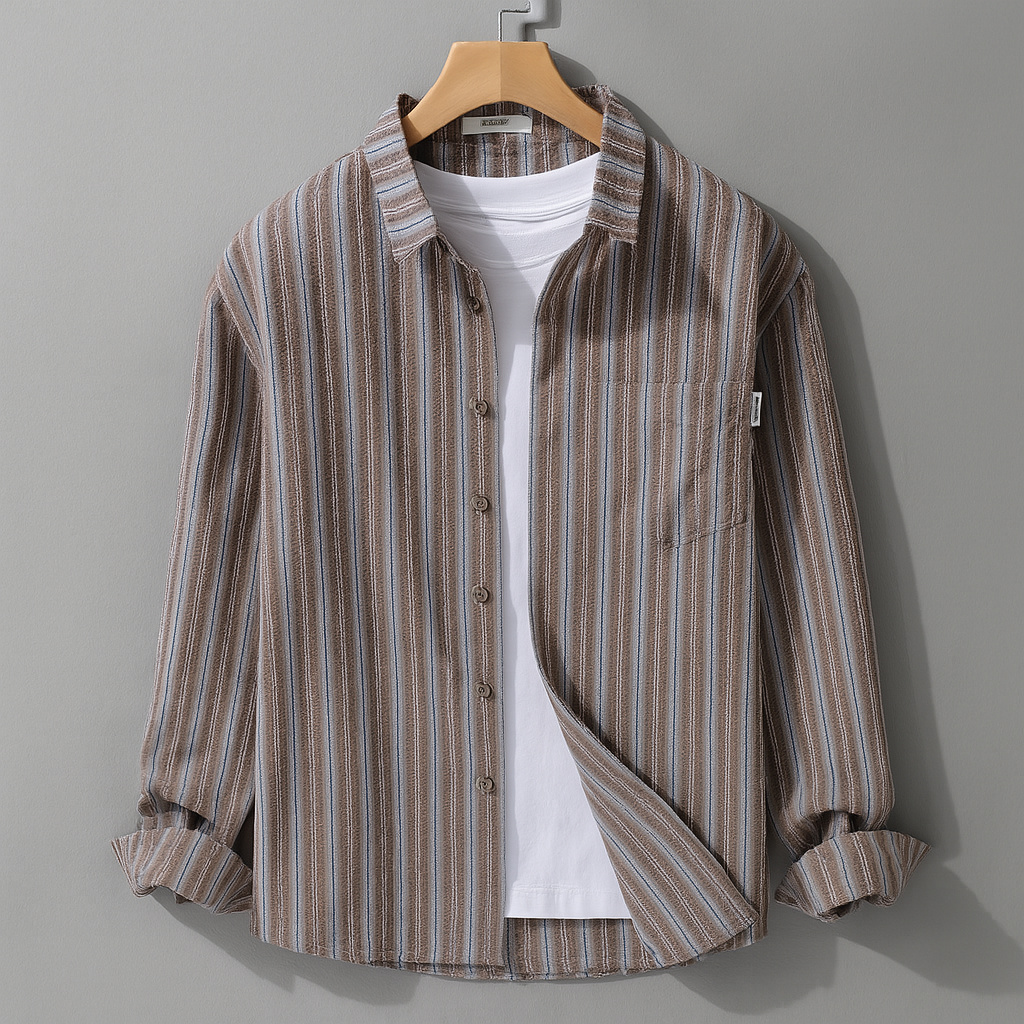 Chemise À Manches Longues Coastline Rayée Confort Japonaise Minimaliste Pour Le Quotidien