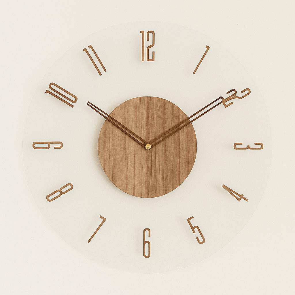 Horloge Murale Nordique En Bois Écoresponsable Mouvement Quartz Silencieux Design Minimaliste Rond Diamètre 35 Cm