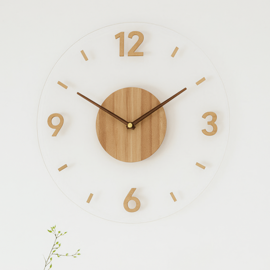 Horloge Murale Nordique En Bois Écoresponsable Mouvement Quartz Silencieux Design Minimaliste Rond Diamètre 35 Cm
