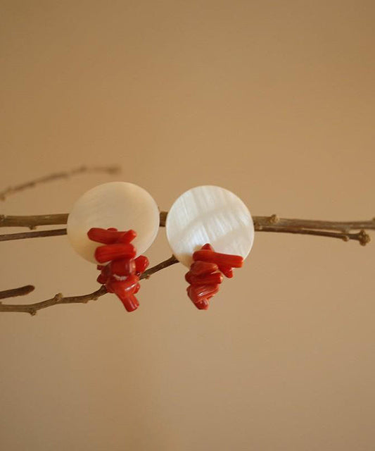 Boucles d'oreilles à tige en alliage colorblock chic et coquillage - Amawinc