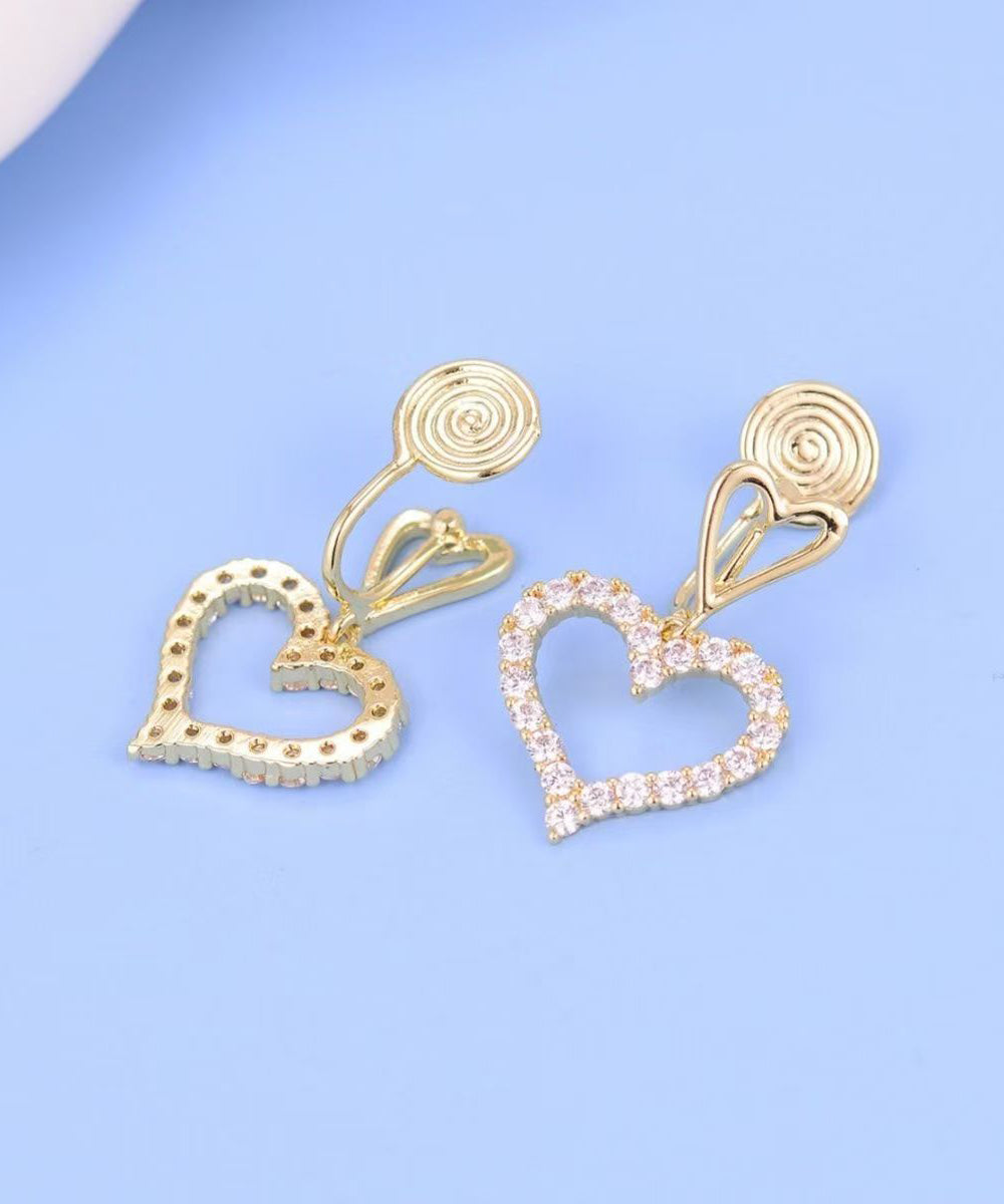Boucles d'oreilles pendantes chics en argent sterling doré et zircons ajourés - Amawinc