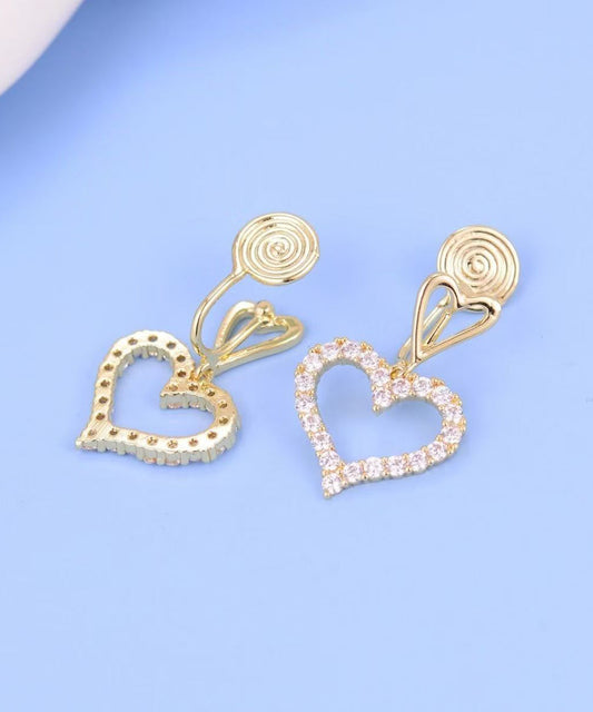 Boucles d'oreilles pendantes chics en argent sterling doré et zircons ajourés - Amawinc