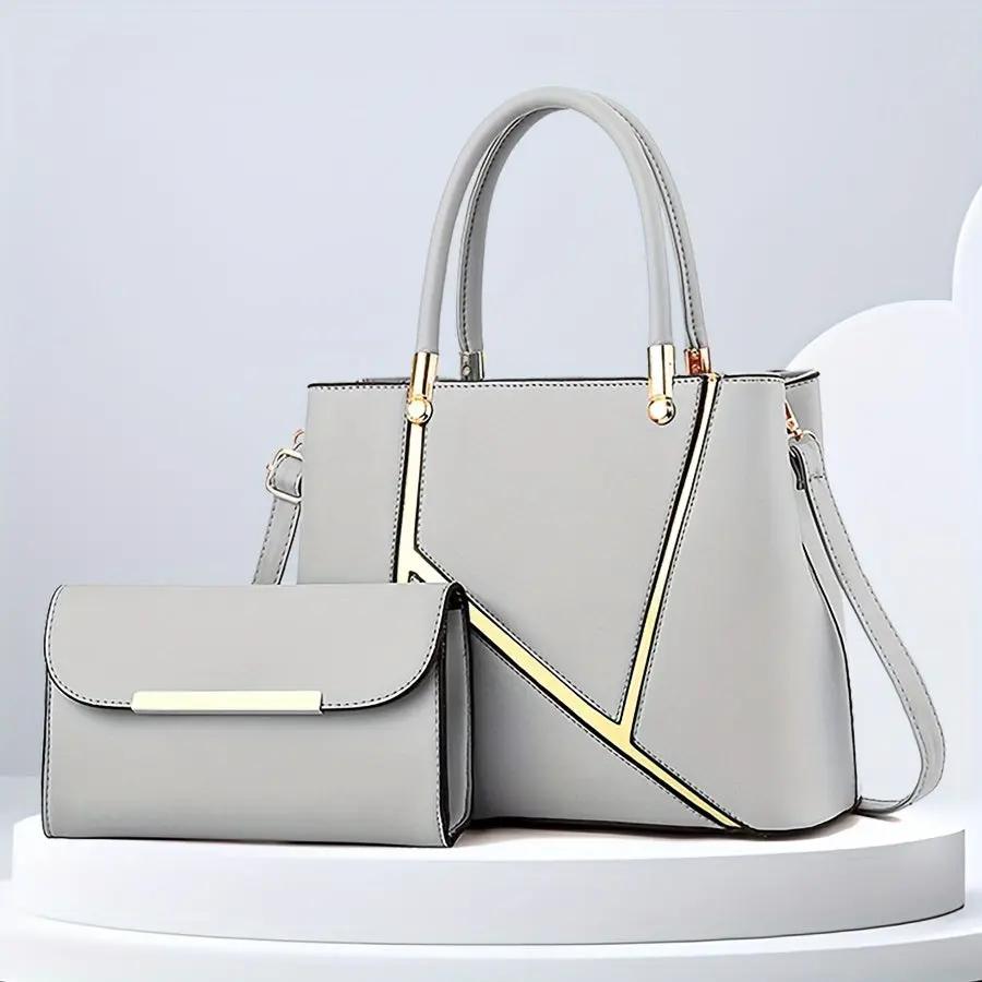 Amawinc Sac À Main Chic Et Ensemble Pochette Pour Femmes Avec Design Géométrique Élégant Polyvalent Jour Et Soir