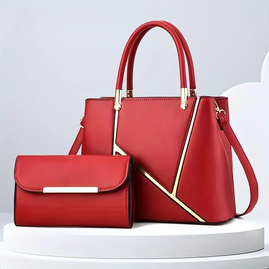 Amawinc Sac À Main Chic Et Ensemble Pochette Pour Femmes Avec Design Géométrique Élégant Polyvalent Jour Et Soir