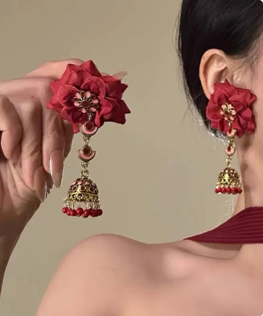 Boucles d'oreilles pendantes chics en argent sterling avec pampilles roses surdorées - Amawinc