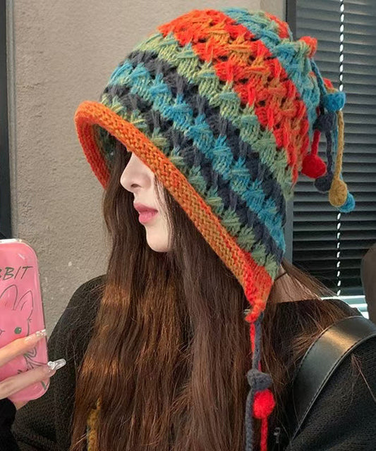 Chapeau boonie tricoté à la main chic arc-en-ciel - Amawinc