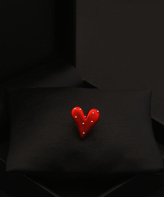 Broche Love chic en acier inoxydable rouge - Amawinc