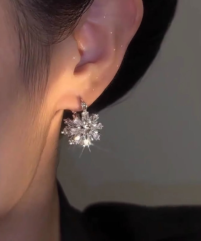 Boucles d'oreilles créoles flocon de neige chic en soie, cuivre et zircon - Amawinc