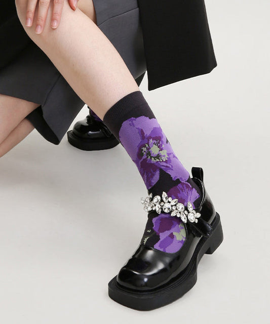 Chaussettes mi-mollet chics et polyvalentes en coton jacquard - Amawinc