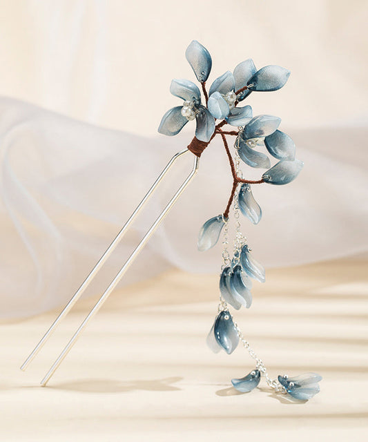 Épingle à cheveux à pompon en alliage de cuivre bleu de style chinois - Amawinc