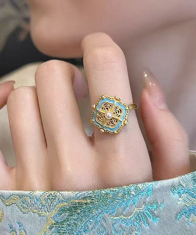 Bagues en or et perles de style chinois antiques - Amawinc