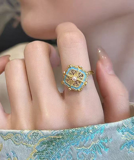 Bagues en or et perles de style chinois antiques - Amawinc