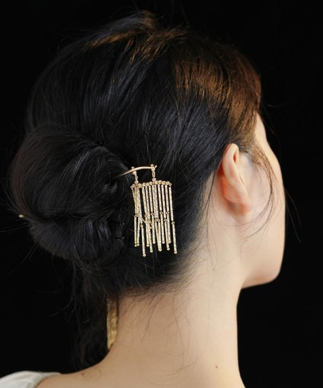 Épingle à cheveux à pompon en argent sterling doré de style chinois - Amawinc