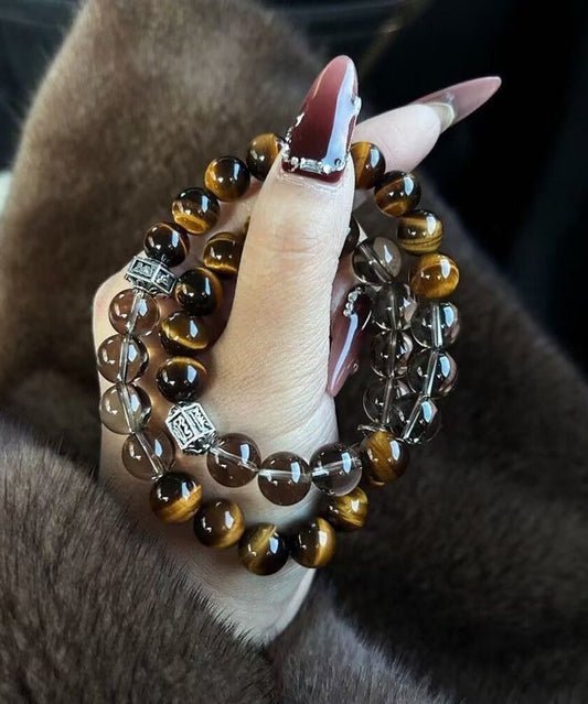 Bracelet chaîne en métal œil de tigre de style chinois - Amawinc